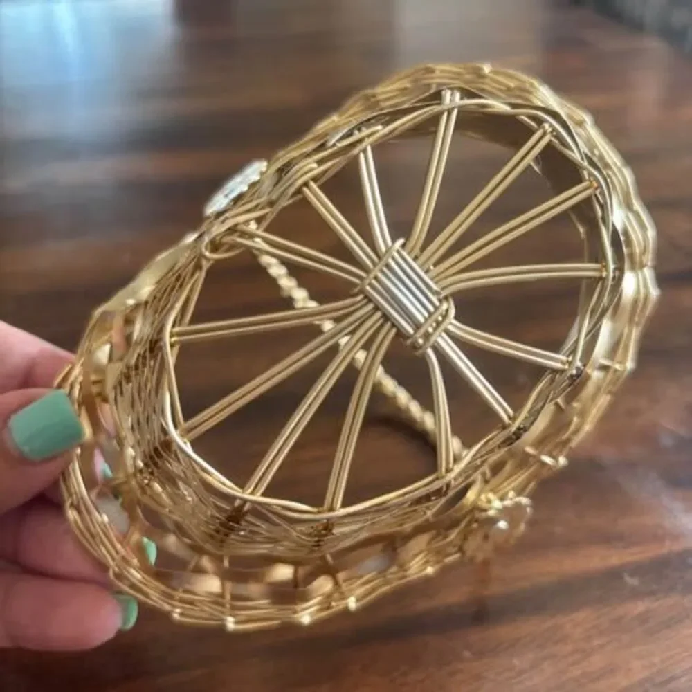 Vintage Gold Woven Wire Basket